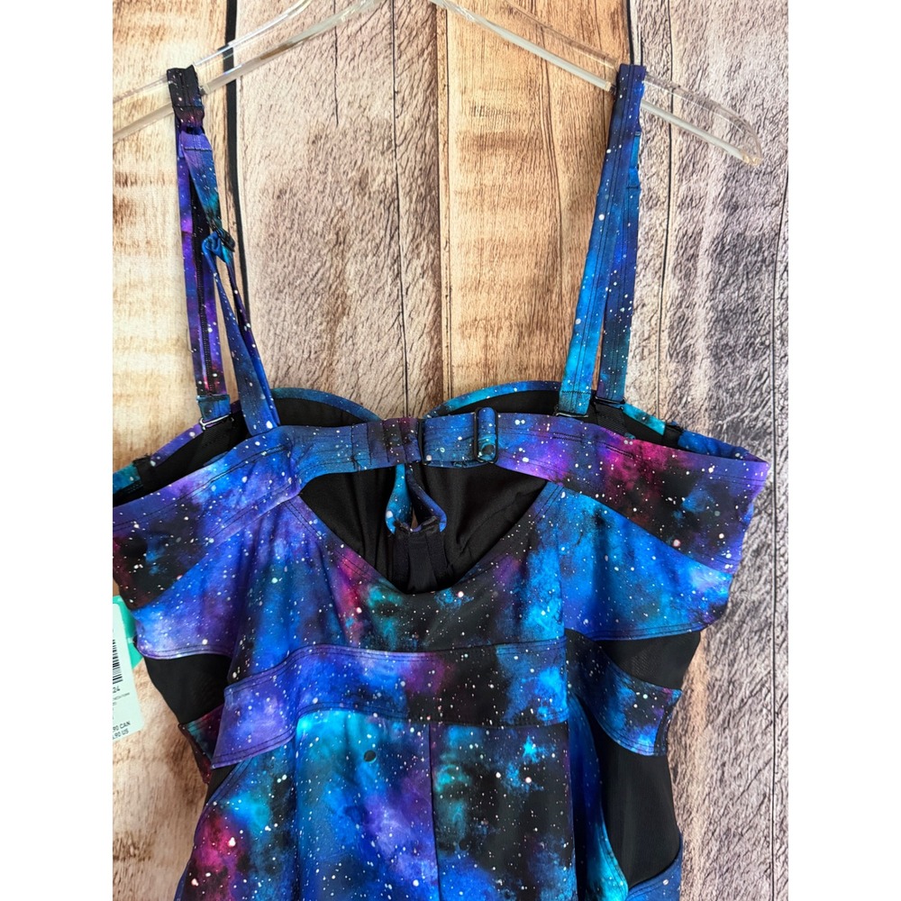 Torrid Swimsuit One Piece Galaxy Cutout Mesh Underwire Resort Torrid Size 1 NWT - Picture 5 of 9